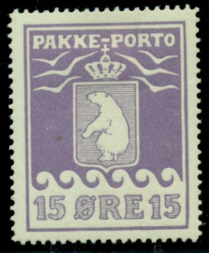 GREENLAND #Q5v (P8v1) 15ore Pakke Porto “Ball by Bear’s Paw” variety, og, hinged - Image 1 of 1