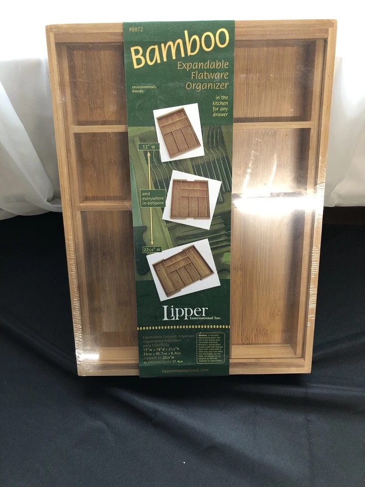 "Organizador de cubiertos expandible de bambú Lipper 13"" de hasta 22 5/8"" de ancho" Foto 1 de 1