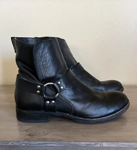 FRYE Men's Dean Harness Boot Black Leather Moto Size 10 Biker Riding Western - Picture 1 of 12