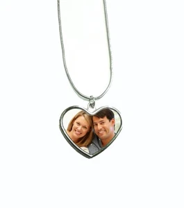 PERSONALISED CUSTOM PRINTED Heart shape Necklace Great Gift with photo picture - Picture 1 of 1