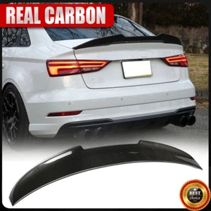 PARA AUDI A3 S3 RS3 SEDÁN 2014-2020 HIGHKICK ALERÓN MALETERO FIBRA CARBONO REAL - Imagen 1 de 15