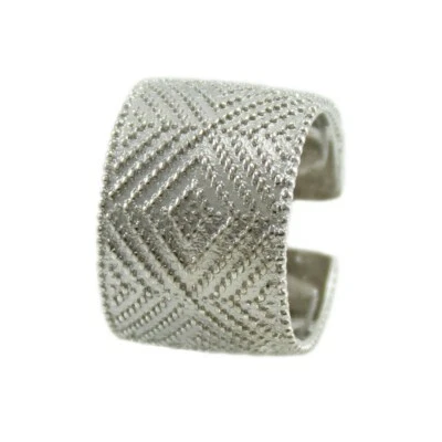 Anello fascia Fede Sarda in argento rodiato a pallini stile tappeto sardo - Immagine 1 di 4