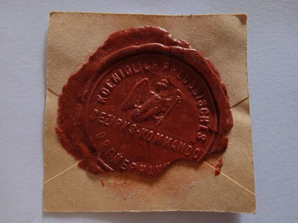 Königl.Preuss.Bezirks-Kommando Bremerhaven Militaria Wachsabguss - Bild 1 von 4