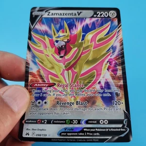 2023 Pokémon Crown Zenith TCG #098 Zamazenta V Non-Played HOLO ULTRA RARE - Picture 1 of 2