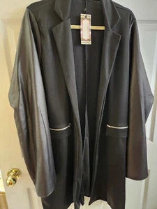 Boohoo Jersey Duster jacket size 24 NWT Black - Picture 1 of 5
