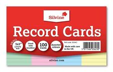 MADE IN UK- Record Revision Index Flash Cards White / Colour Lined Home/Office