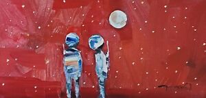 Peinture à l'huile JOSE TRUJILLO IMPRESSIONNISME collection ORIGINAL astronautes rouge pas de prix de réserve