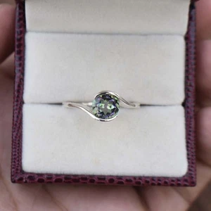925 Sterling Silver Mystic Topaz Gemstone Ring – Engagement Ring Size 7mm - Picture 1 of 8
