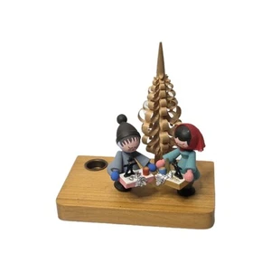Quemador de incienso vela madera Erzgebirge vintage con figuras infantiles Alemania Oriental - Imagen 1 de 11