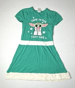 Disneys Star Wars Girls Large 10 - 12 Baby Yoda Green Sweater Dress Holiday - Picture 1 of 7