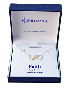 "Collar Brilliance FAITH Swarovski Crystal Infinity enchapado en plata fina 18"" NUEVO - Imagen 1 de 6
