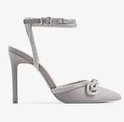 NUEVO EXPRESS GRIS PEDRERÍA ADORNADO LAZO ZAPATOS DE TACÓN ALTO TALLA 9 Foto 1 de 4