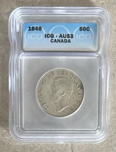 1948 Canada Fifty Cent Coin - ICG AU53 - 1001.  A2 - Bild 1 von 3