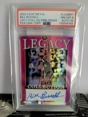 PSA 8/10 - 2022 Leaf Metal Legacy BILL RUSSELL Pink Prism AUTO 4/6 Auto psa10 - Image 1 of 4