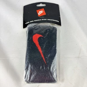 Pulseras de Colección Nike Two Pro Doble Ancho Negro/Rojo Logo Nuevo de Lote Antiguo Selladas Raras - Imagen 1 de 6
