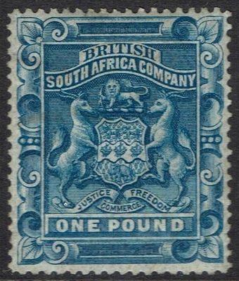 RHODESIA 1892 ARMS £1 FISCAL CLEANED AND REGUMMED - Image 1 of 2