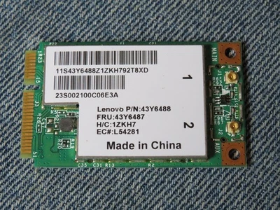 Lenovo N500 WiFi  Card FRU 43Y6487 802.11b/g PCI Express Mini Card P/N 43Y6488 - Image 1 of 2