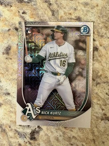 2025 Bowman Chrome Nick Kurtz #93 Mojo Refractor Rookie Athletics - Bild 1 von 2