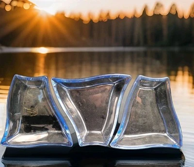 Luigi Bormioli Michelangelo 3 Piece Cobalt Blue Glass Serving Dish Set  7"L - Image 1 of 4