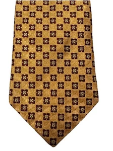 Brooks Brothers Makers Krawatte gelb burgund geometrisch 100 % Seide USA 3,75 x 58 - Bild 1 von 5