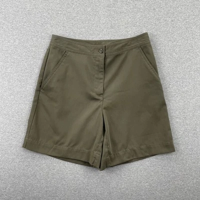 Vintage y2k 90s High Waisted Mom Shorts Size 8 Olive Green Cotton Retro Preppy - Image 1 of 4