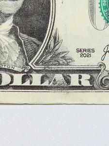 1 $ Schein, 2021, Tintenschmierfehler, Coolness Index 85,2% - knackig & selten! - Bild 1 von 7