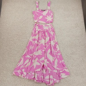 Conjunto de 2 piezas de falda corta sin mangas Mister Zimi floral rosa y crema verano para mujer talla 4 - Imagen 1 de 7