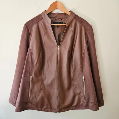 Marc New York Women's Faux Leather Suede Jacket, Size 2X Minimalist Career - Image 1 of 4