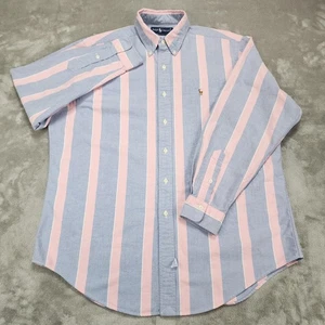 Camisa Ralph Lauren Para Hombre 16.5 34 Azul Rosa Rayas Botones Oxford Algodón - Imagen 1 de 10