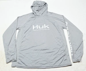 HUK Angeln Hoodie Shirt Herren mittelgrau Langarm Pullover Stretch Outdoor - Bild 1 von 12