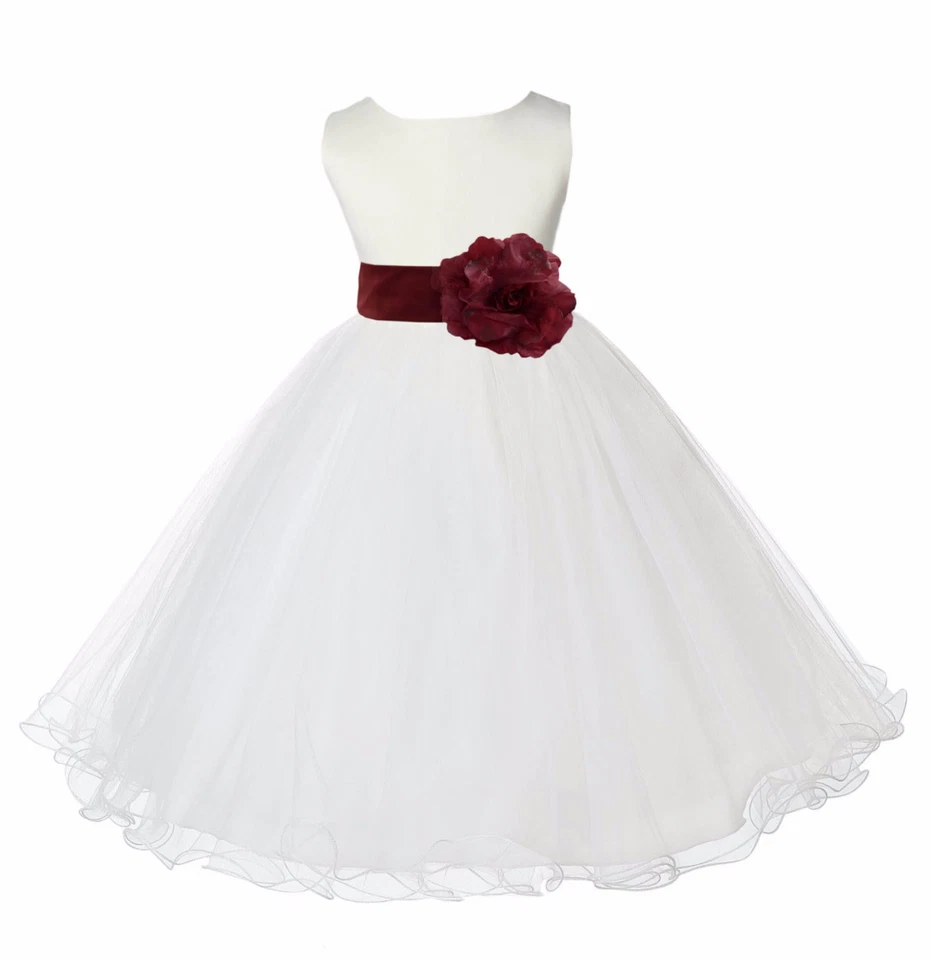IVORY WEDDING BRIDESMAID FORMAL GOWN FLOWER GIRL DRESS TULLE 12M 2 3 4 6 8 10 12 - Image 1 of 1