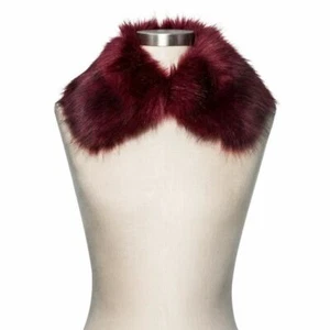 Women's Faux Fur Collar Burgundy (Red) or Tan (Pick Color) - Tevolio - New  - Picture 1 of 4