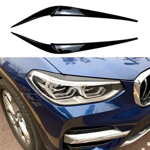 2x Borde de cejas de párpados de faros para BMW X3 X4 G01 G02 2018-22 19 20 negro brillante - Imagen 1 de 10