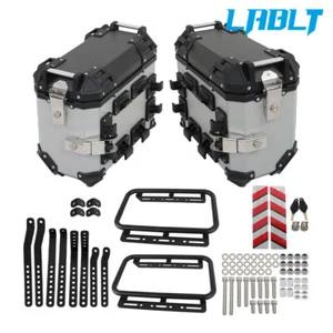 Hard Side Saddlebag Box Trunk Tour motorcycle panniers Side Case Silver 36L - Picture 1 of 13