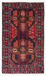 Tapis Persan Balouch Tissé À La Main 143 X 87 Cm - Nomade, Orient, Tapis, Rouge - Picture 1 of 11
