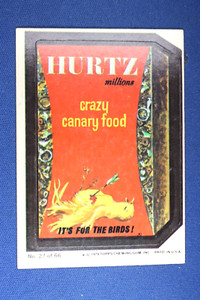 1979 Topps - Wacky Packages Series 1 - Checklist Back - #27 "Hurtz Food" - Ex