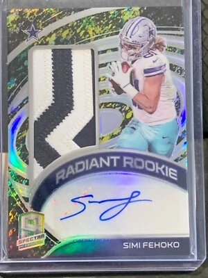 Simi Fehoko 2021 Spectra Neon Splatter Radiant Rookie Patch Autograph /8 Cowboys - Image 1 of 2