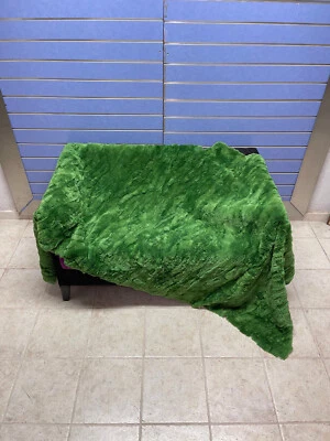 Colcha/manta de piel de conejo Rex verde de lujo 100 % piel real Foto 1 de 4