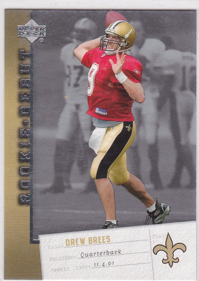 DREW BREES ROOKIE Debut Card Upper Deck Football NEW ORLEANS SAINTS! - Image 1 of 2