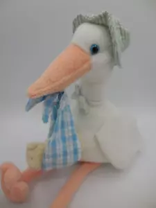Vintage Russ Bundles Plush Stork with Blue Hat Blue Scarf - Picture 1 of 8