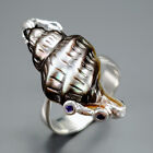 Fine Art Natural Shell Ring 925 Sterling Silver Size 7 /R350272