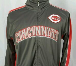 NEW Majestic Cincinnati Reds Full Zip Reflective Warm Up Jacket Gray Size 4XL