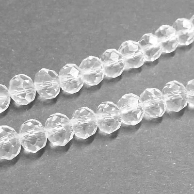Glasperlen facettiert geschliffen Rondell 6x5 mm glasklar 86 Perlen nenad-design - Bild 1 von 4