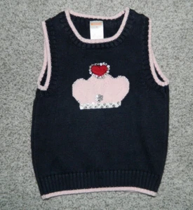 Girl's Gymboree Navy Sweater Vest w/Pink Princess Crown Size 4 - Picture 1 of 1