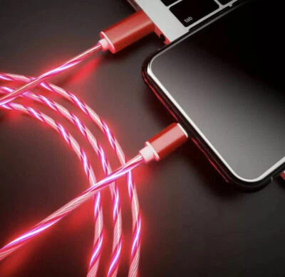 For IOS Light Up Phone Charger LED Charging 3 in 1 USB Cable Cord Type C - Image 1 of 4