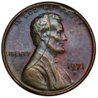 1971D PCGS MS62 Fred Weinberg Collection Incomplete & Double Clip Cent Error Wow - Image 1 of 4