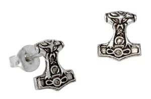 Torsâs Thors Hammer Ohrstecker Silber Gothic Schmuck - NEU - Picture 1 of 1
