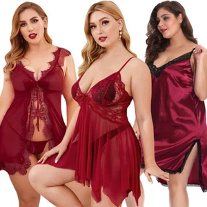 Plus Size Sexy Babydoll Lingerie Valentines Lace Chemise Sexy Exotic Negligee US - Picture 1 of 64