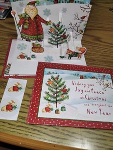 Lot Of 2 LANG 3D Pop-up Christmas Greeting Cards Santa Rustic Country  - Picture 1 of 4