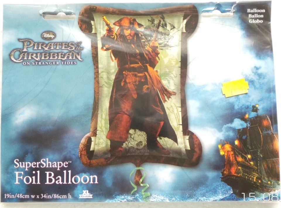 Anagram Helium Foil Balloon 34" Disney Pirates of the Caribbean Jack Sparrow - Image 1 of 1